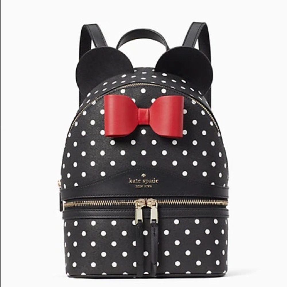 ♠️Kate Spade X Disney Minnie Mouse Polka Dots Dot Dome Backpack Black NWT
